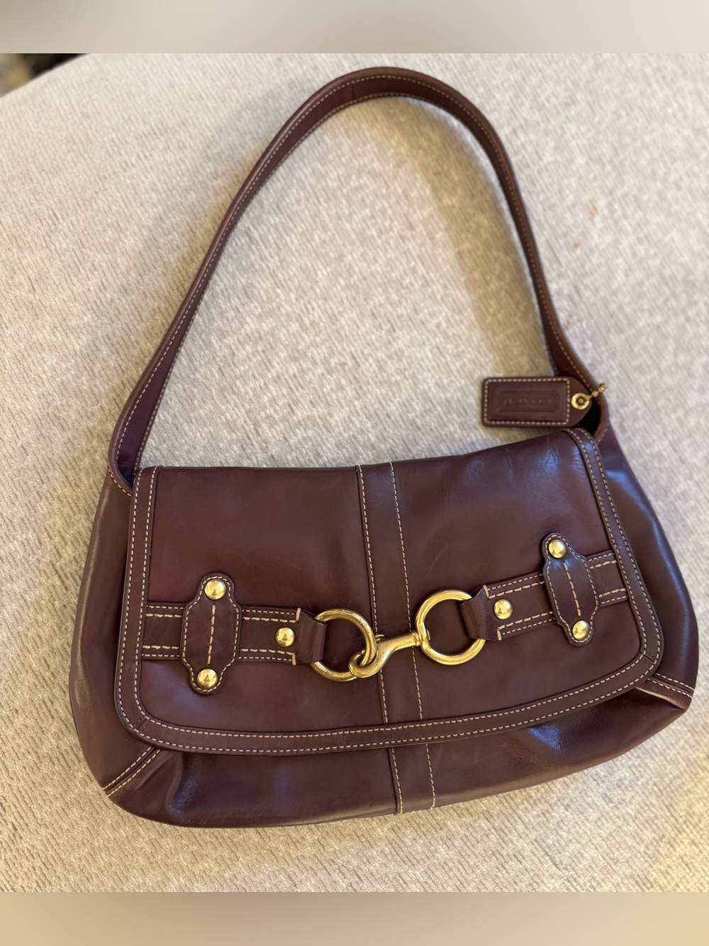 COACH Brown Ergo Belted Flap Shoulder Bag - Iconic Design - Brass Hardware